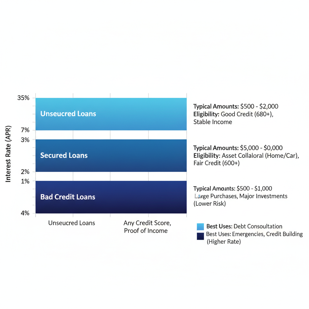 Horizontal bar chart comparing personal loan types in Ontario by interest rates and eligibility