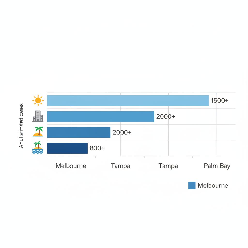 Horizontal bar chart comparing SCC incidence rates in Melbourne, Tampa, and Palm Bay, Florida