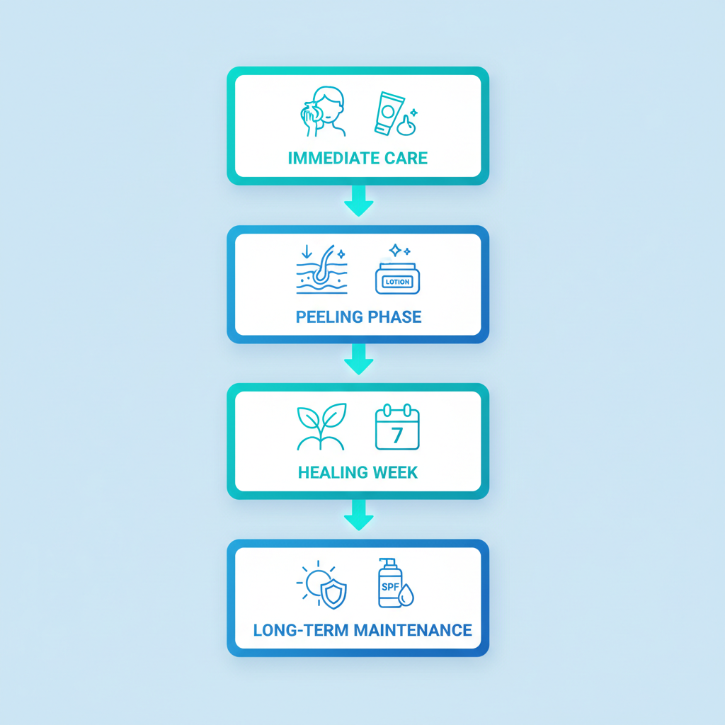 Visual guide to recovery stages after laser skin treatment