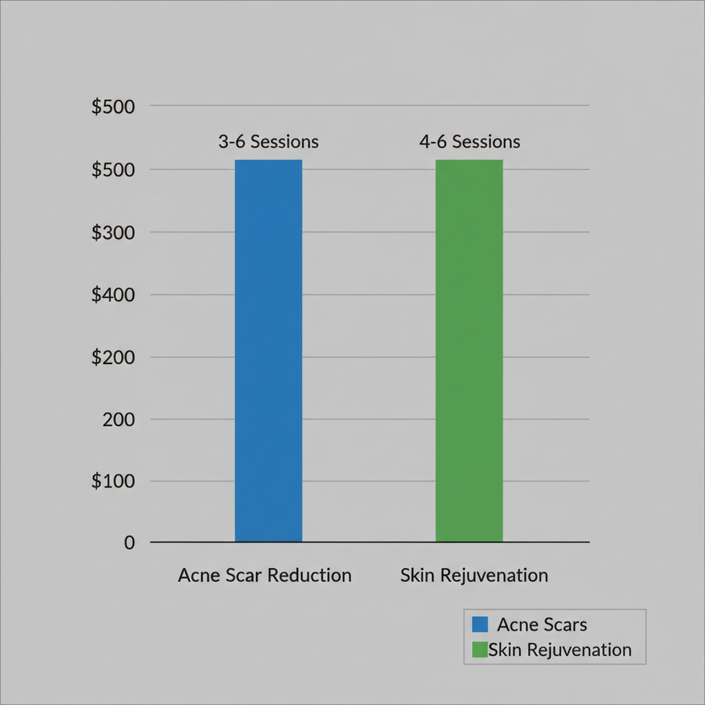 Bar chart comparing microneedling costs and required sessions for acne scar reduction and skin rejuvenation treatments in central Florida.