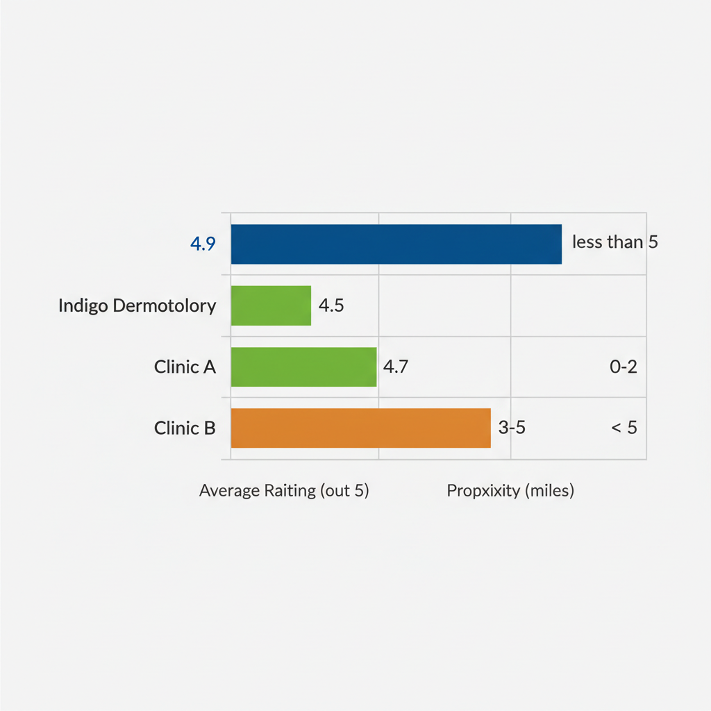 Horizontal bar chart comparing Xeomin clinics in Carrollwood by average rating and proximity to area