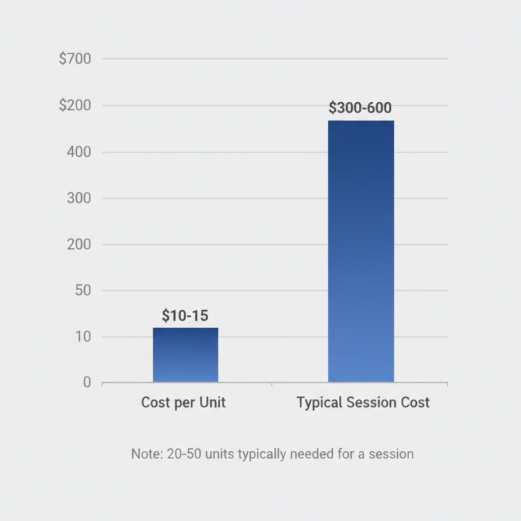 Bar chart of Xeomin cost ranges per unit and per session in Carrollwood, Florida