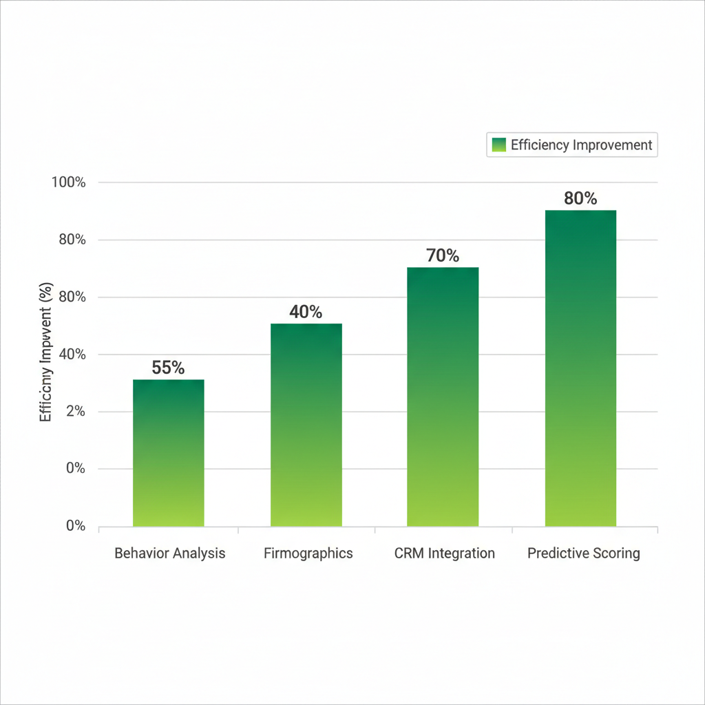 Vertical bar chart showing efficiency improvements from AI-driven lead scoring categories in B2B SaaS marketing