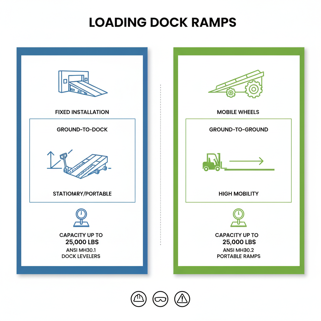 Infographic comparing loading dock ramps and yard ramps.