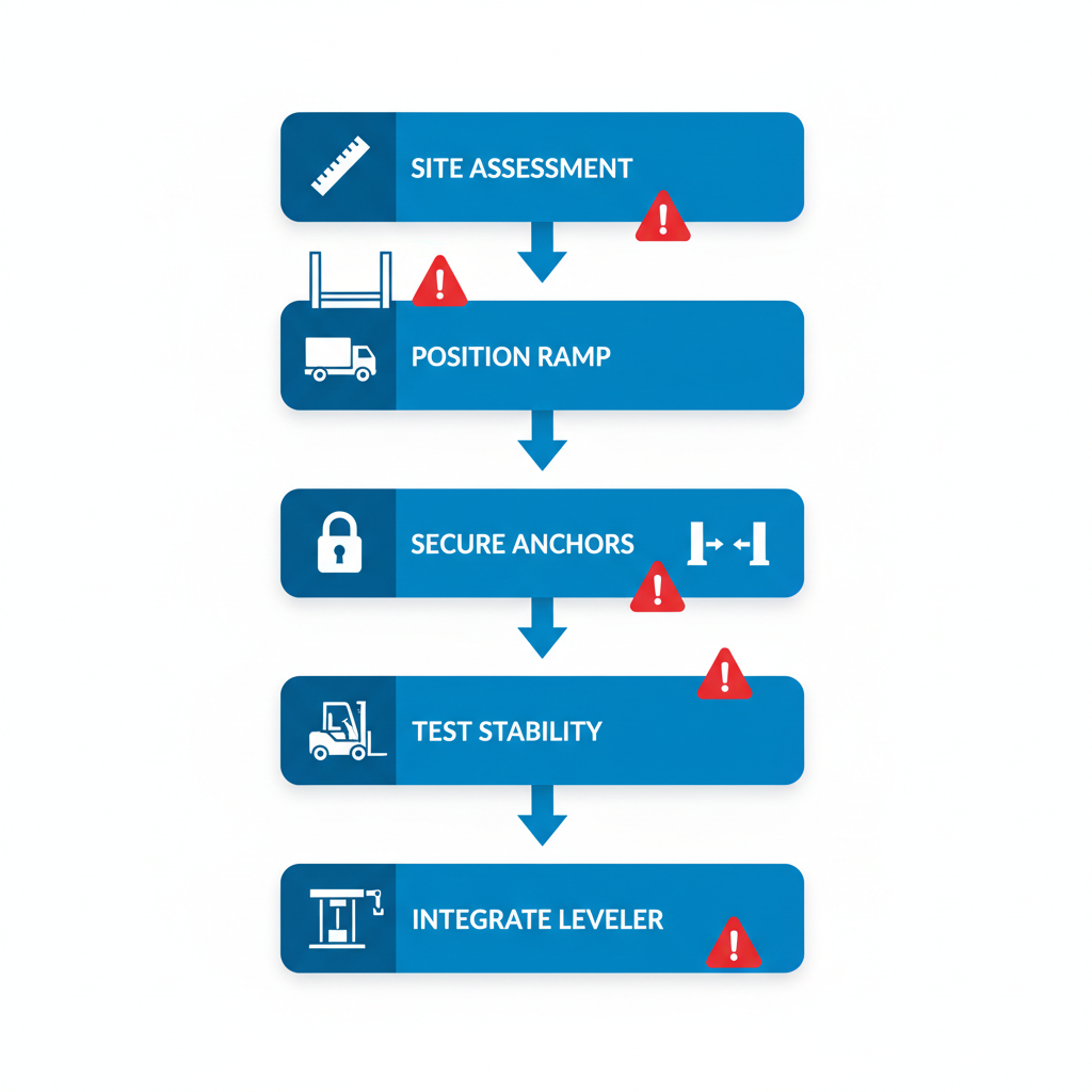 Vertical process flow diagram of installation stages.