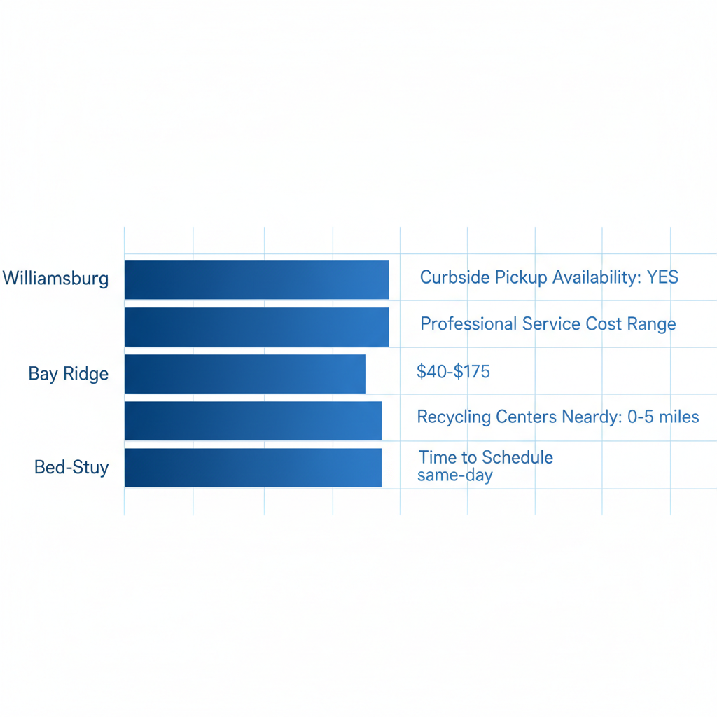 Horizontal bar chart comparing mattress disposal options across Brooklyn neighborhoods