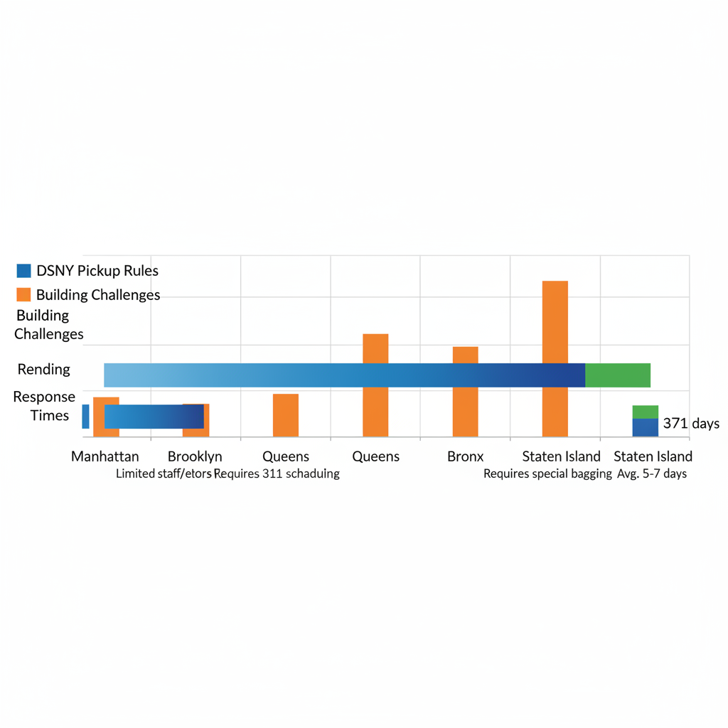 Horizontal bar chart comparing bedbug mattress disposal factors across NYC boroughs