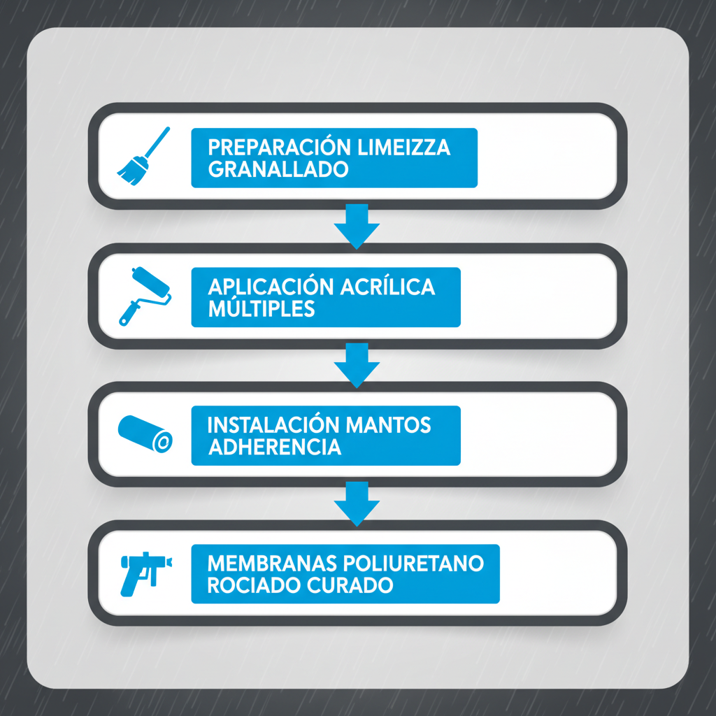 Proceso de cuatro etapas de impermeabilizaciu00f3n
