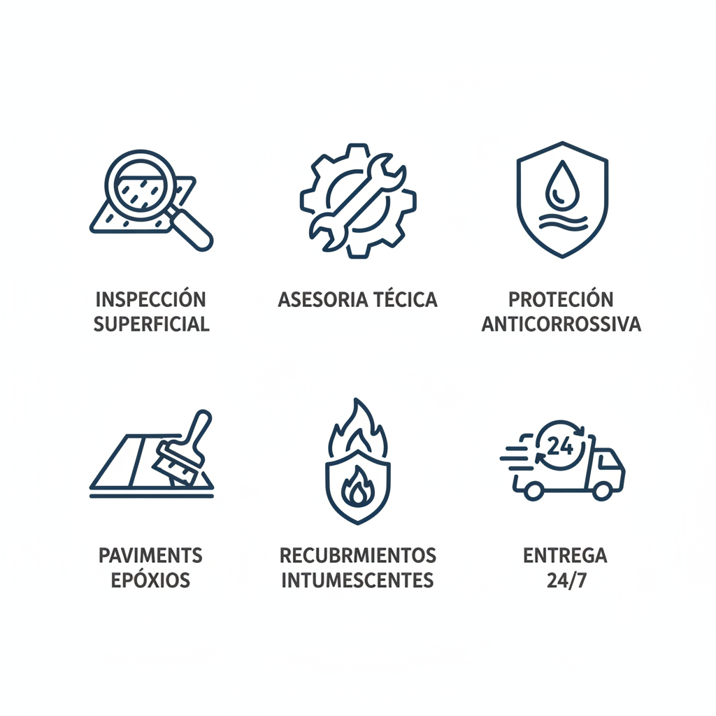 Conjunto de u00edconos de servicios de pinturas y recubrimientos en tienda de Zona Este, Caracas