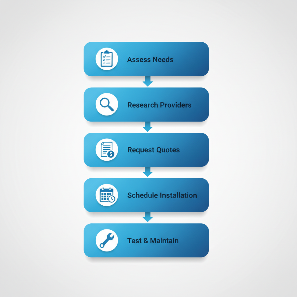 Vertical process flow diagram showing five steps to implement surveillance in Richmond with icons and labels.