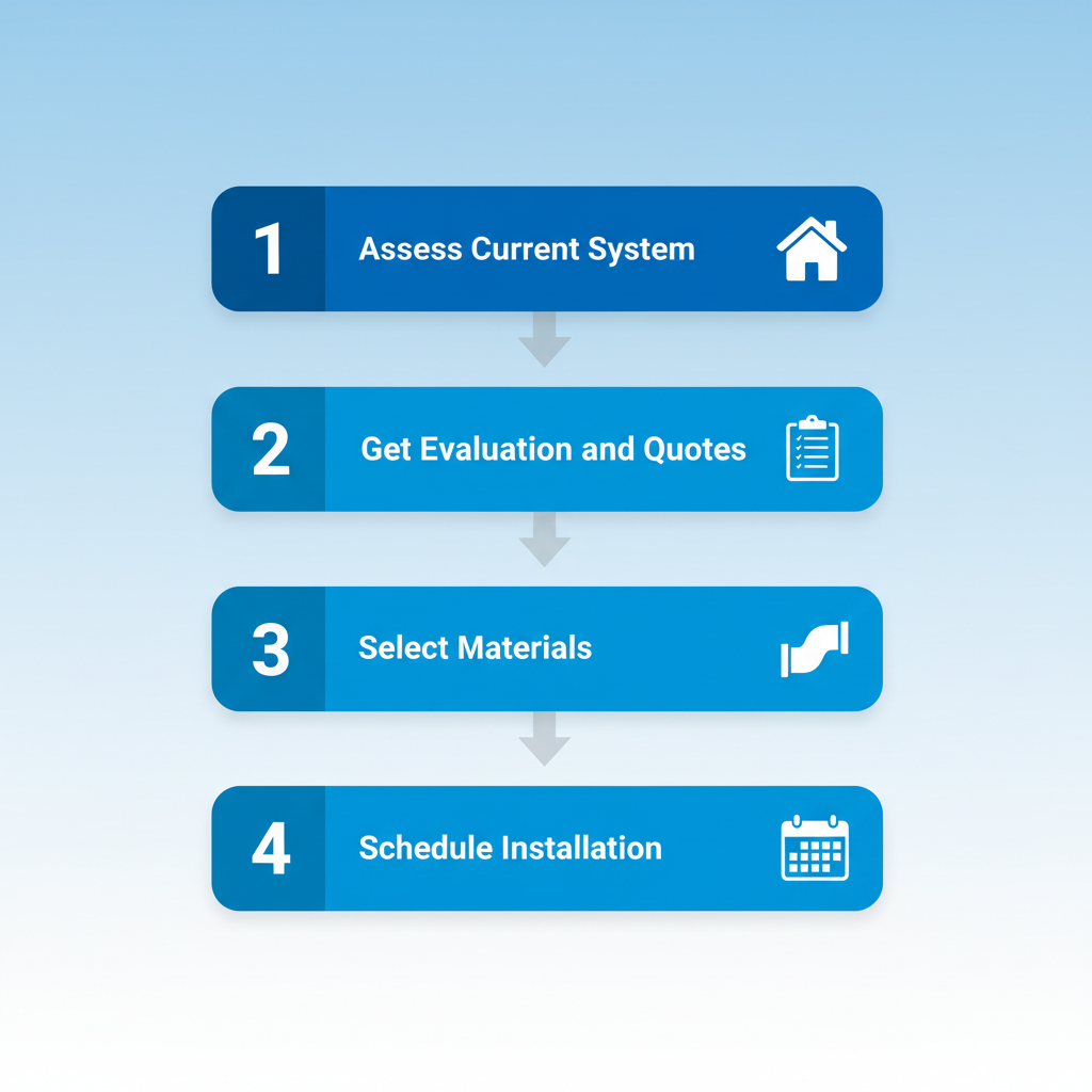 Vertical process flow diagram illustrating four key steps for starting an HVAC duct installation project in Toronto