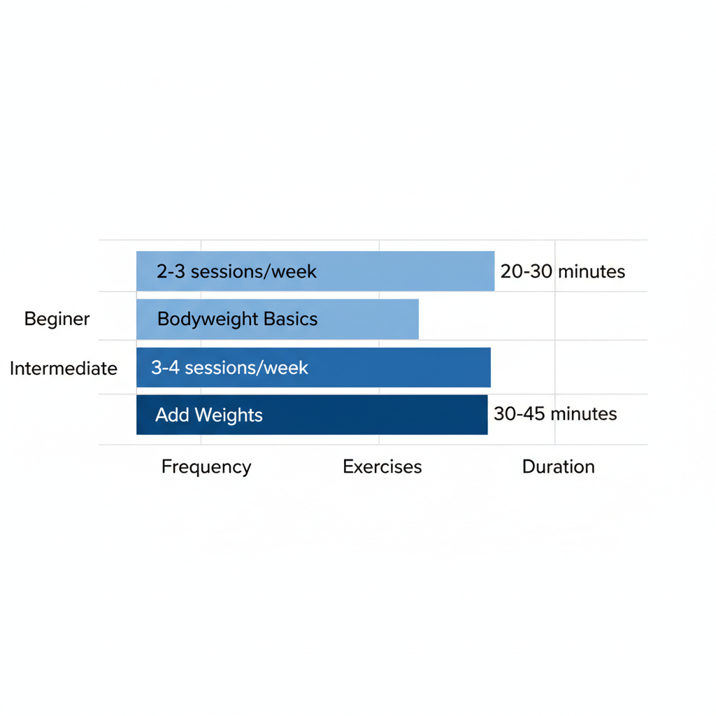 Horizontal bar chart comparing beginner and intermediate strength training components for women.