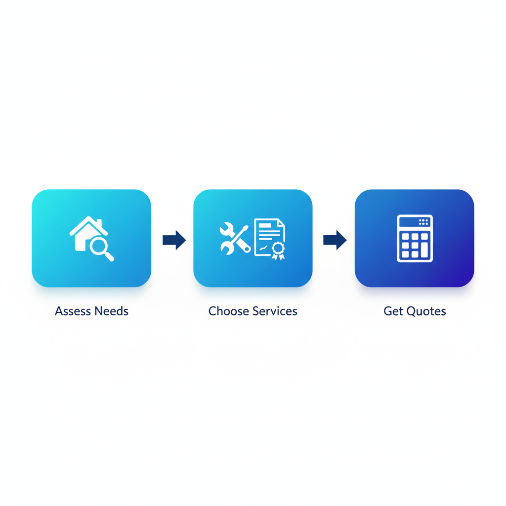 Horizontal process flow diagram illustrating three key steps for security camera installation in Australia