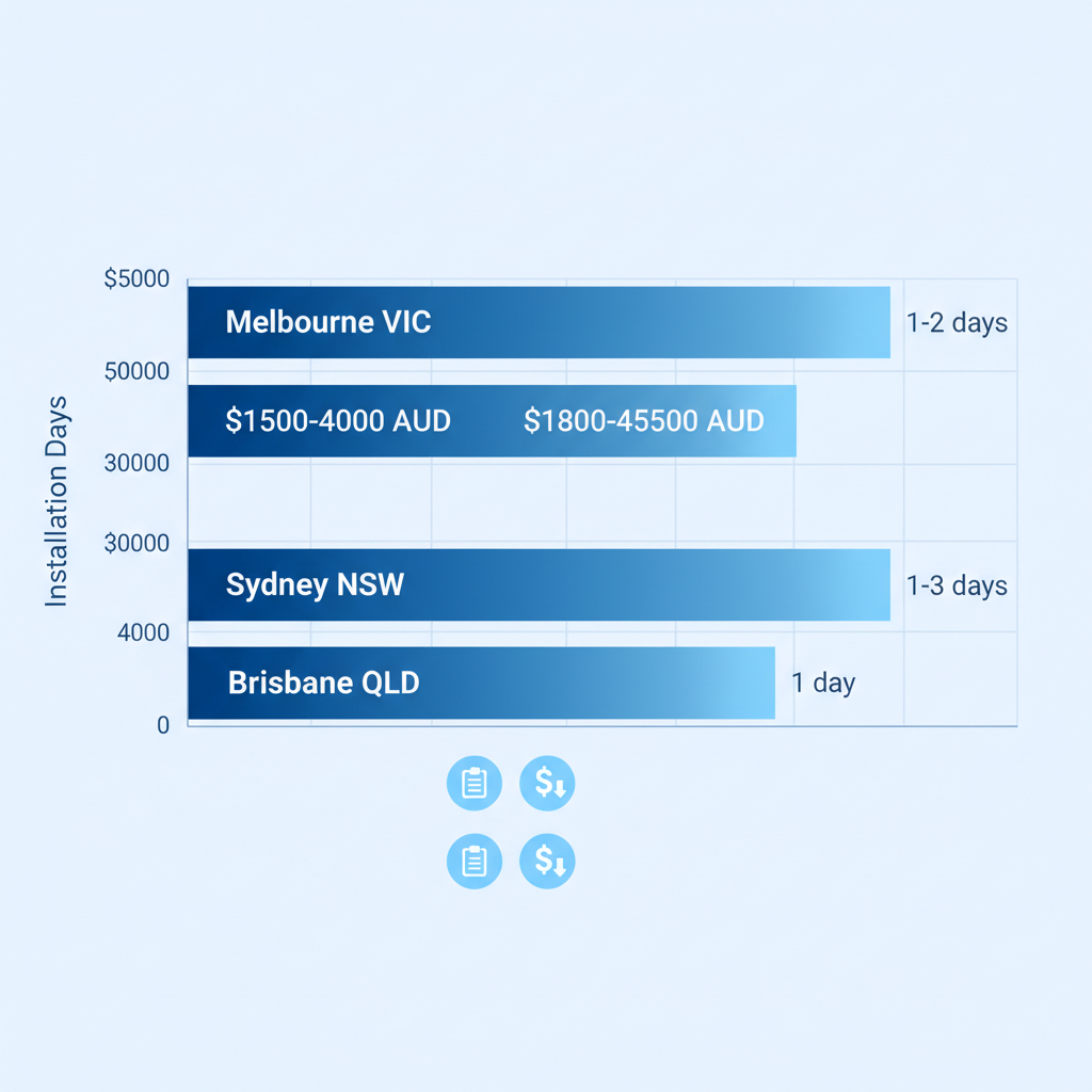 Horizontal bar chart showing regional home security costs and timelines in Australia without any text titles