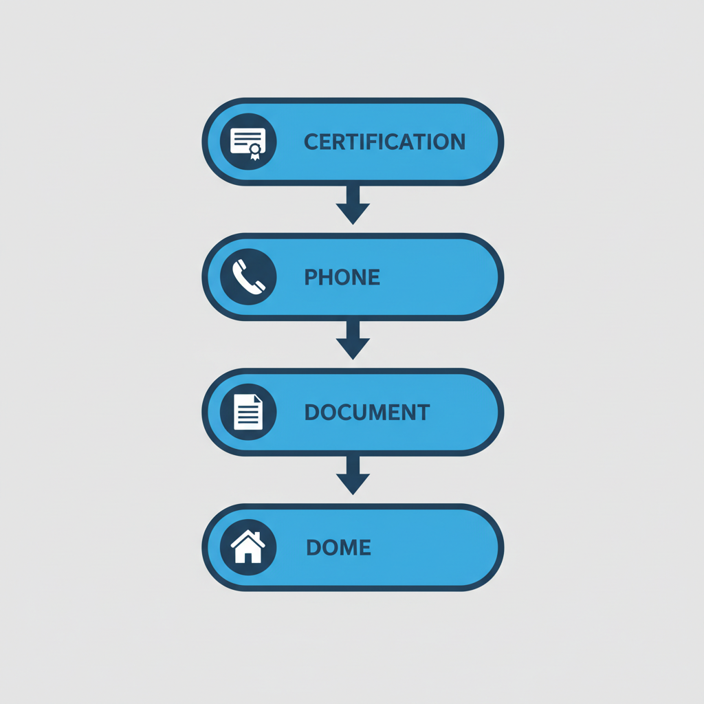 Vertical process flow diagram illustrating five steps to begin HVAC care in Calgary, with icons and brief labels.