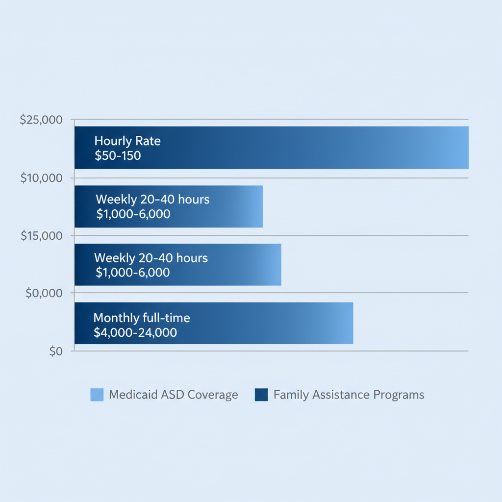Horizontal bar chart illustrating average cost ranges for ABA therapy sessions in South Jordan, Utah, covering hourly, weekly, and monthly estimates.