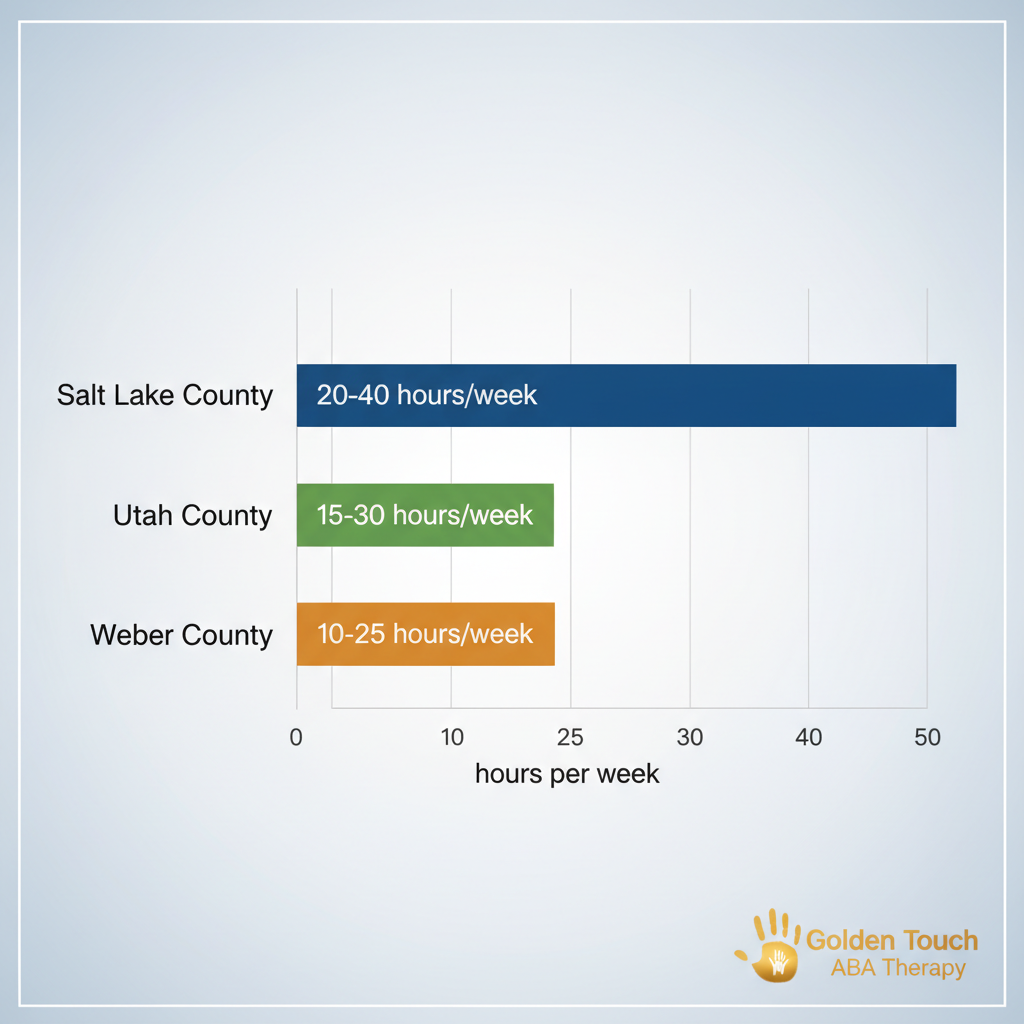 Bar chart comparing weekly ABA therapy session hours across Utah counties near Millcreek