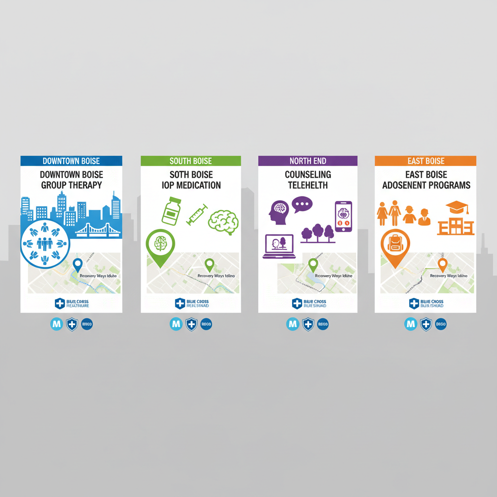 Infographic comparing anxiety support resources in Boise neighborhoods
