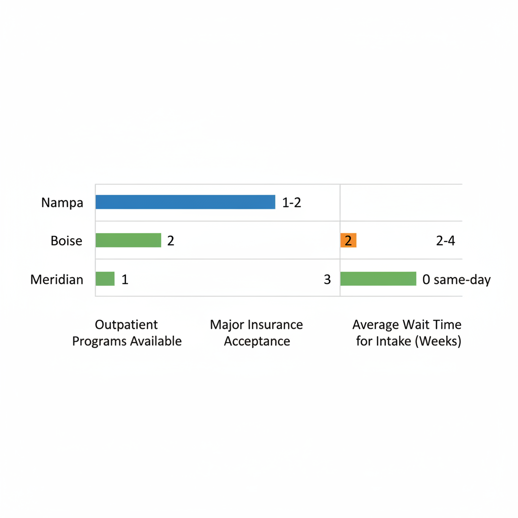 Horizontal bar chart comparing mental health service access in Nampa, Boise, and Meridian