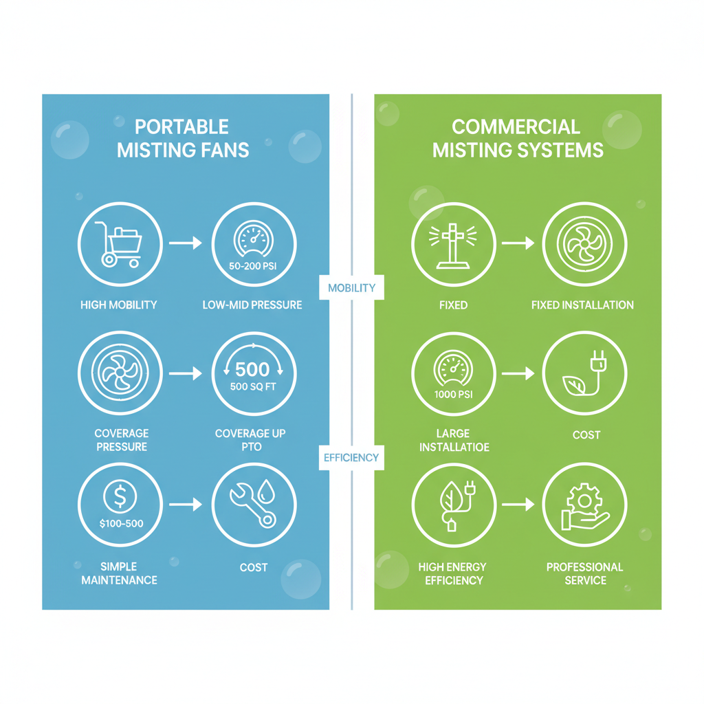 Infographic comparing portable and commercial misting fans