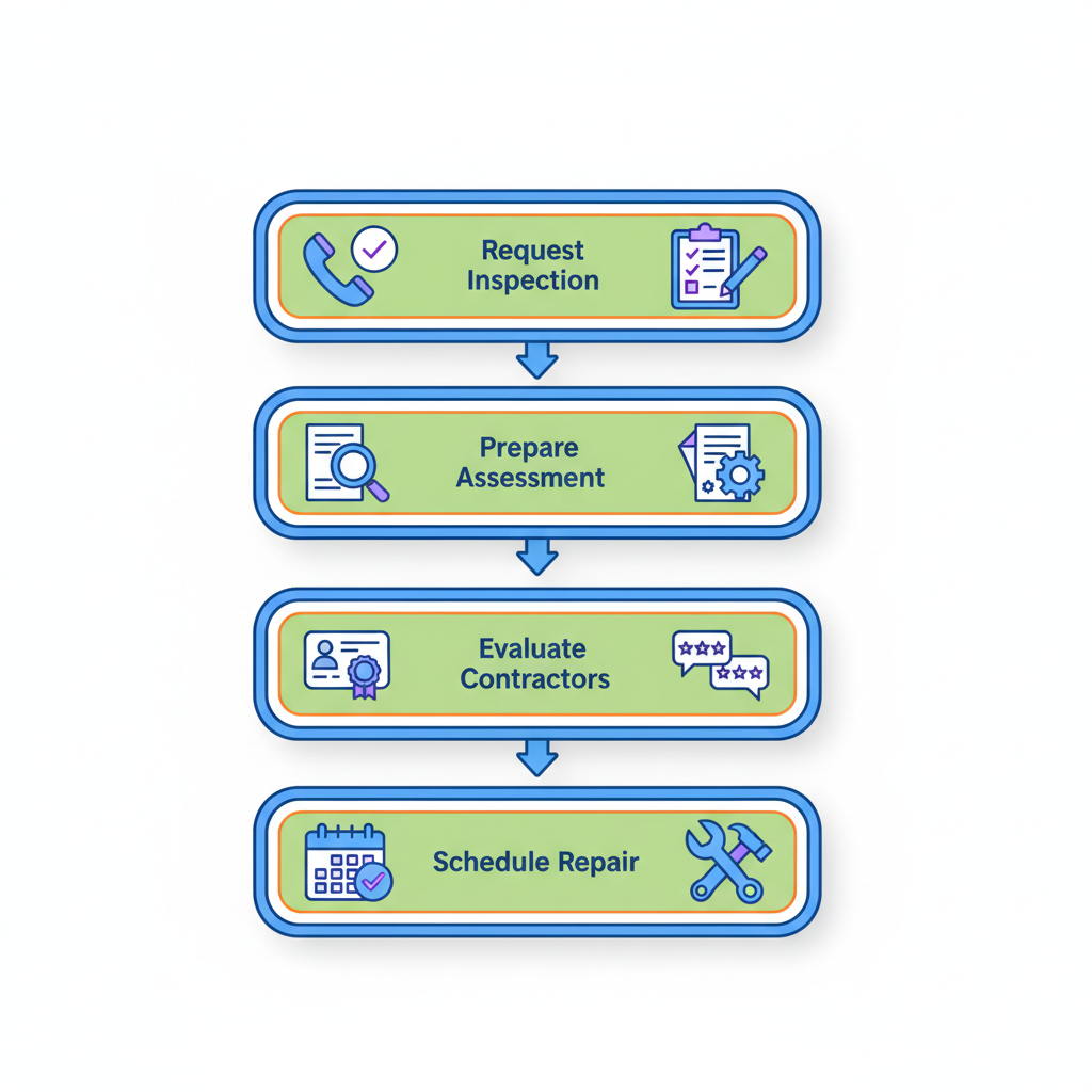 Vertical process flow diagram illustrating four key steps to begin foundation repair in San Antonio
