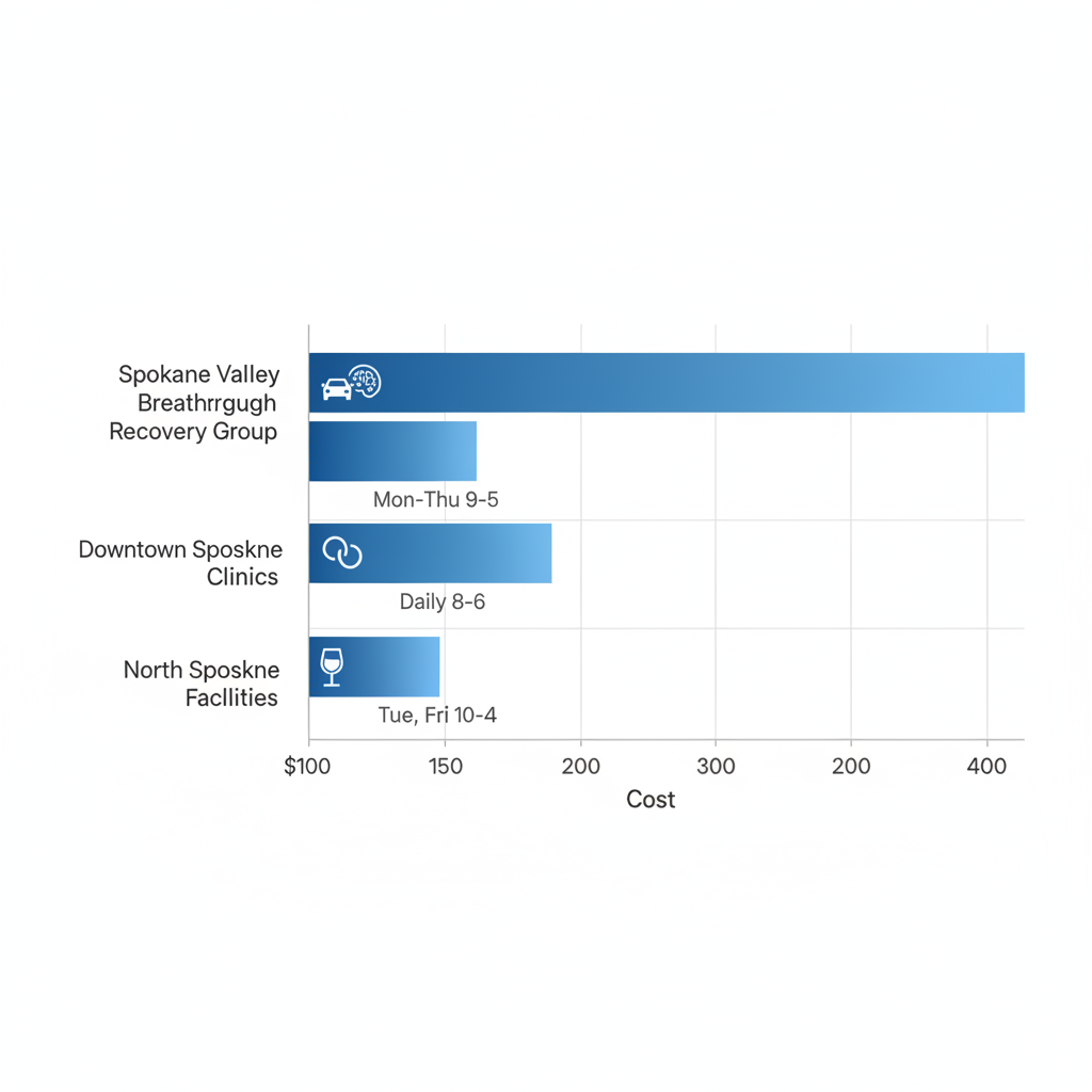 Horizontal bar chart comparing costs of substance abuse assessment services across Spokane providers