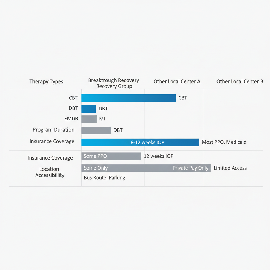 Horizontal bar chart comparing alcohol treatment options among providers in Spokane Valley