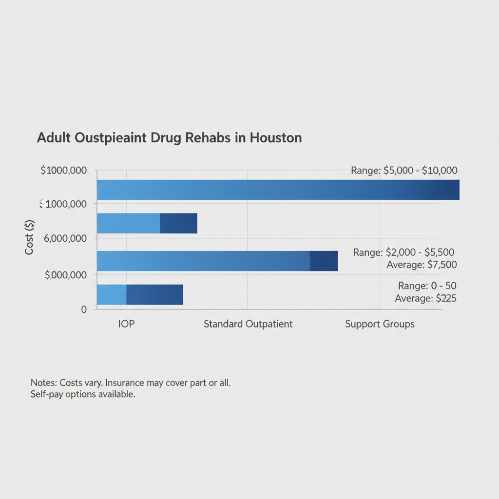Horizontal bar chart illustrating cost ranges for Houston drug rehab programs