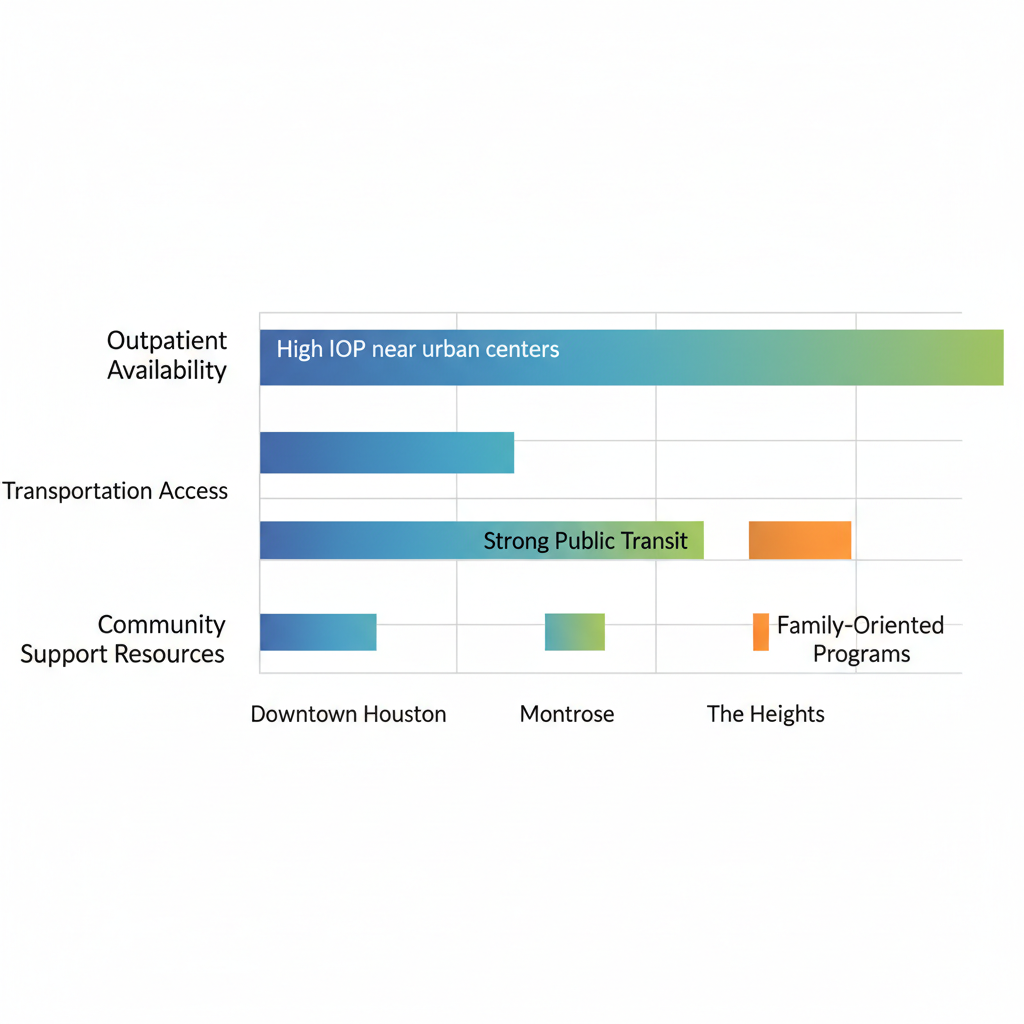 Comparison of rehab access metrics in key Houston areas