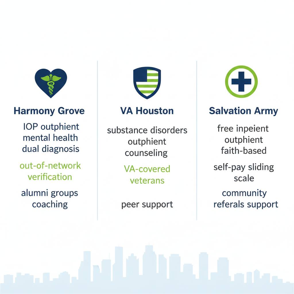 Infographic comparing Houston recovery centers