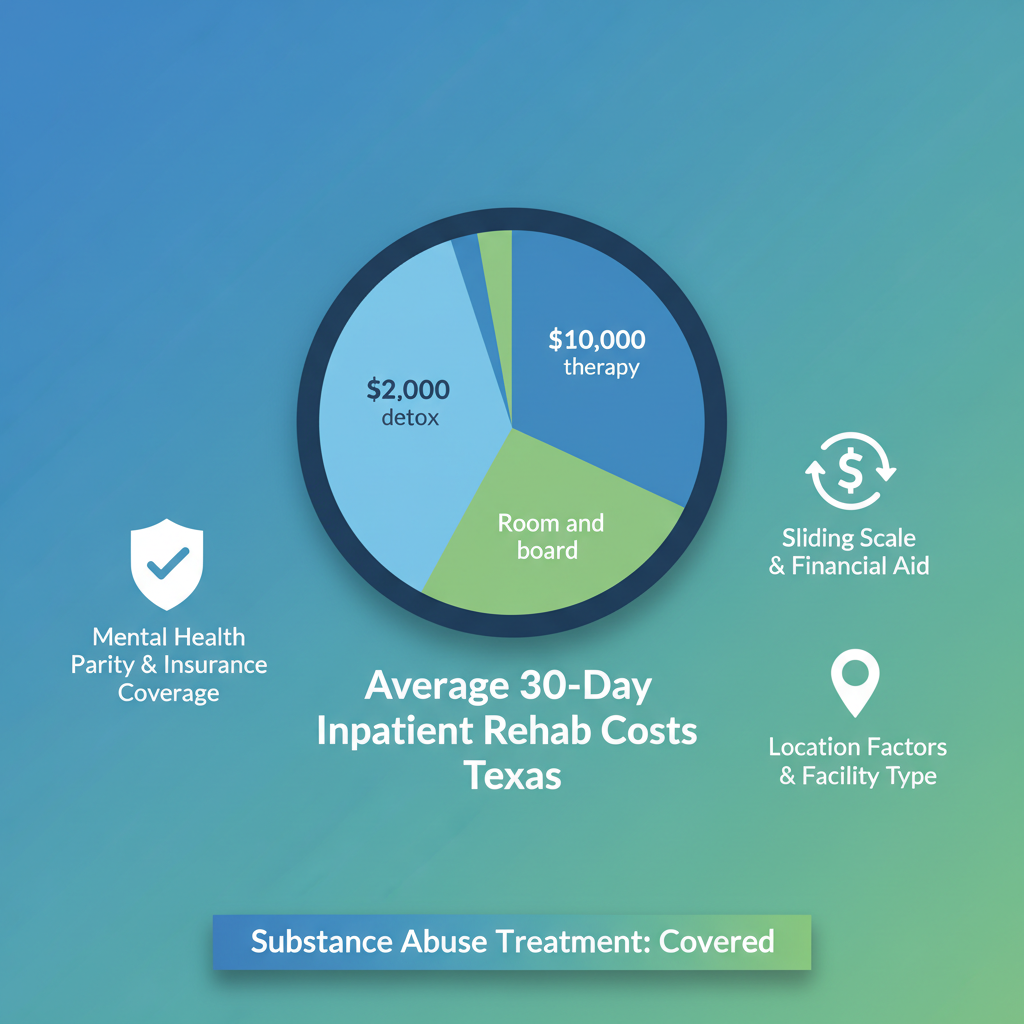 Infographic depicting cost breakdown for 30-day inpatient rehab in Texas