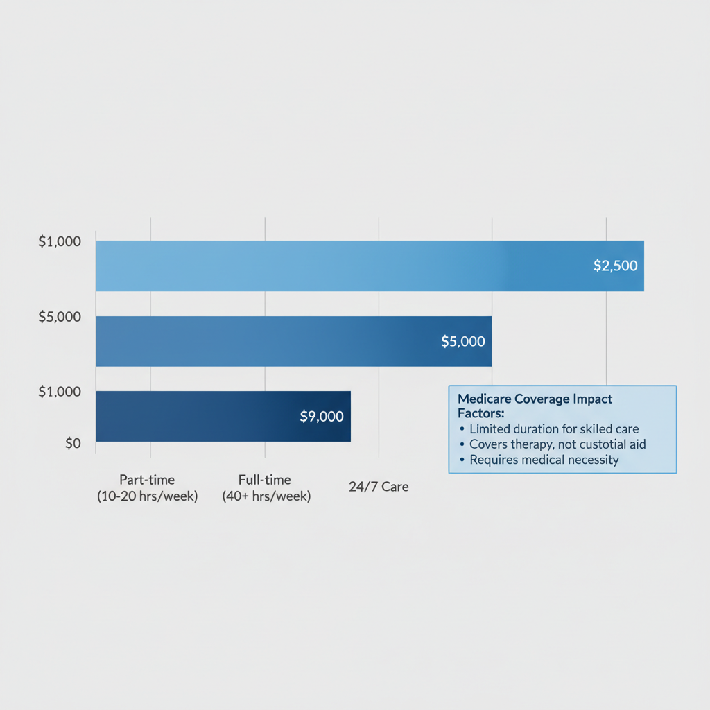 Horizontal bar chart showing average home care costs in Tucson by service hours, with Medicare impact notes