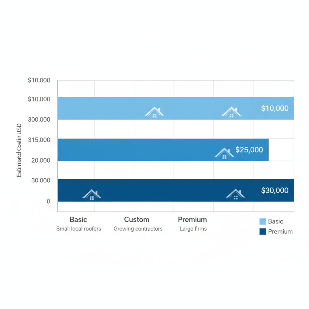 Bar chart showing cost ranges for roofing web design packages.
