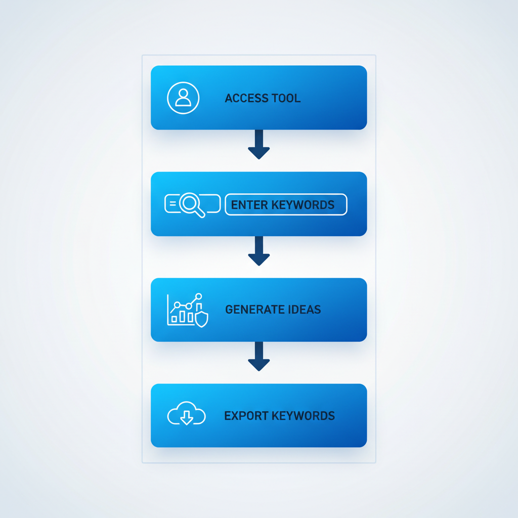 Process flow diagram showing steps to use Google Keyword Planner for roofing ad campaigns