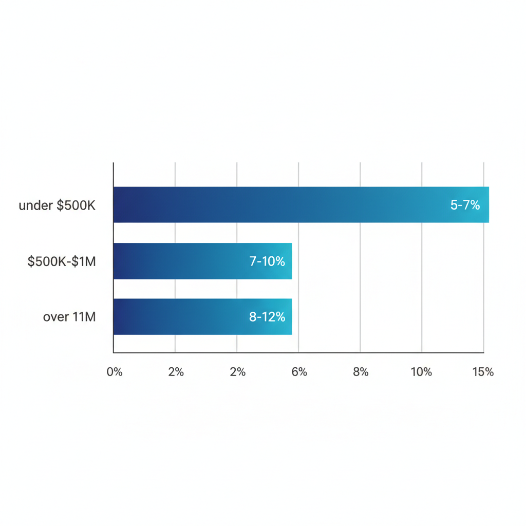 Horizontal bar chart showing PPC budget recommendations by revenue tier for roofing companies