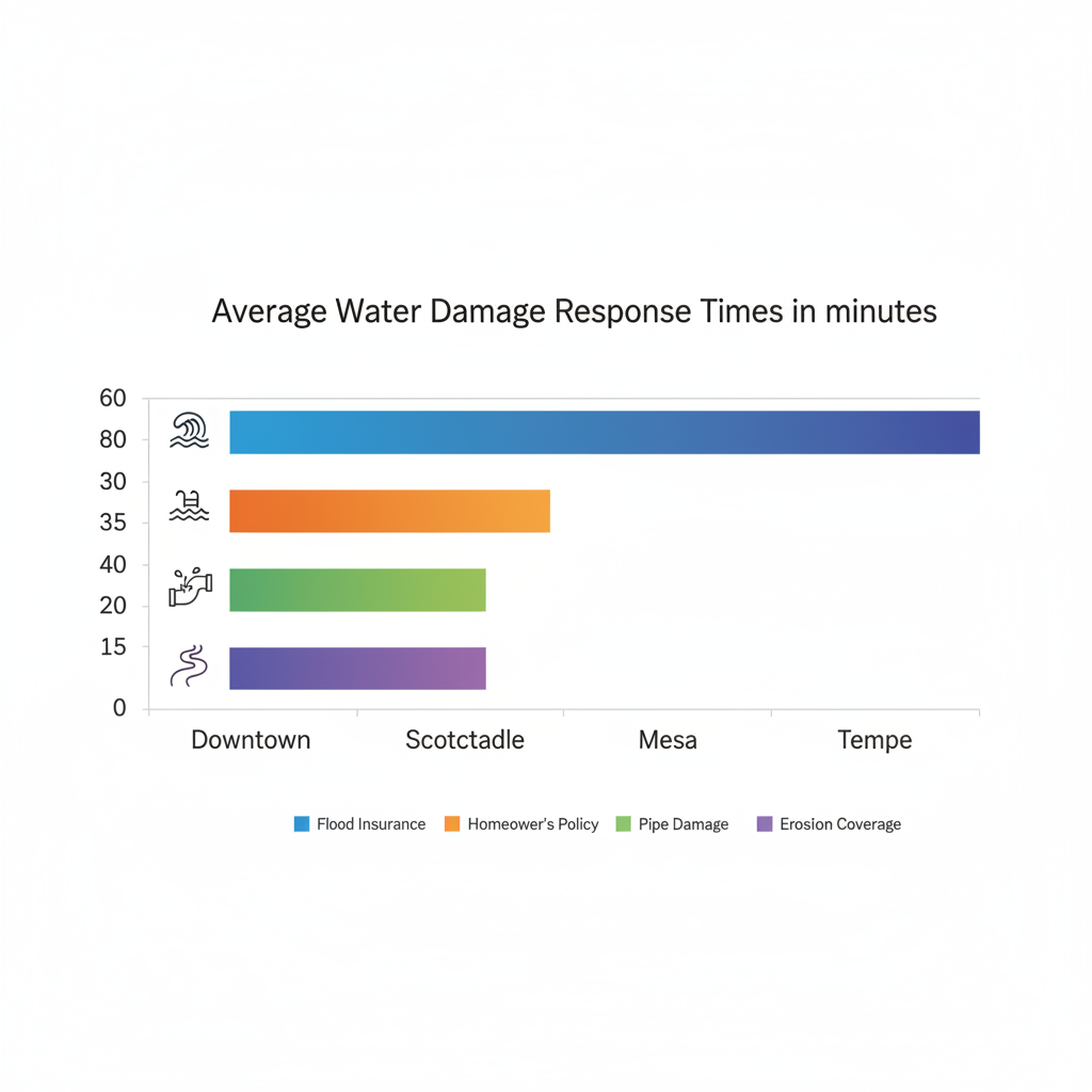 Horizontal bar chart comparing average water damage response times in Phoenix neighborhoods
