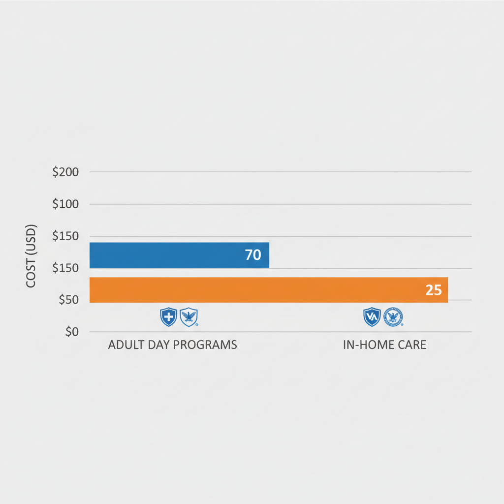 Horizontal bar chart comparing costs of adult day programs and in-home care for seniors in Northeast Ohio