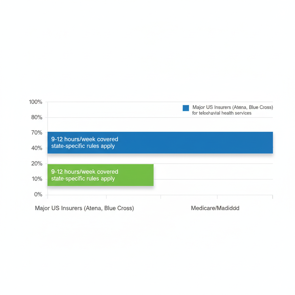 Horizontal bar chart comparing insurance coverage for virtual IOP across major US insurers and Medicare/Medicaid.