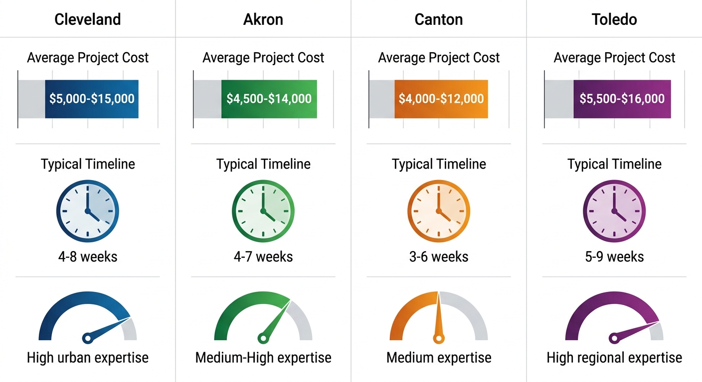 Comparison of website design project considerations including scope, timeline, and expertise