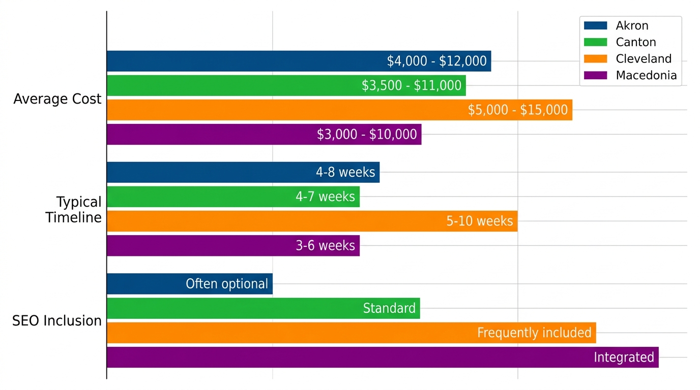 Comparison of website design project considerations for Northeast Ohio businesses