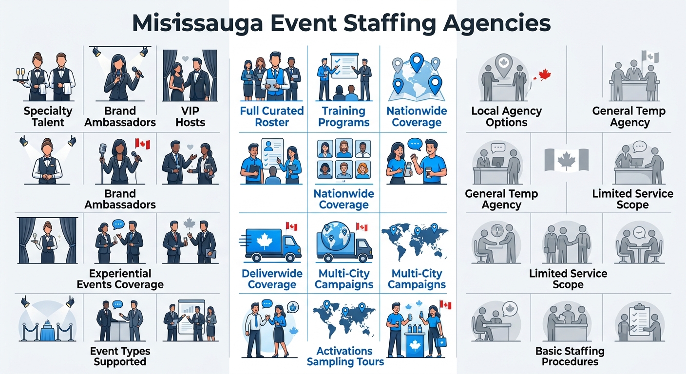 Infographic comparing Mississauga event staffing agencies