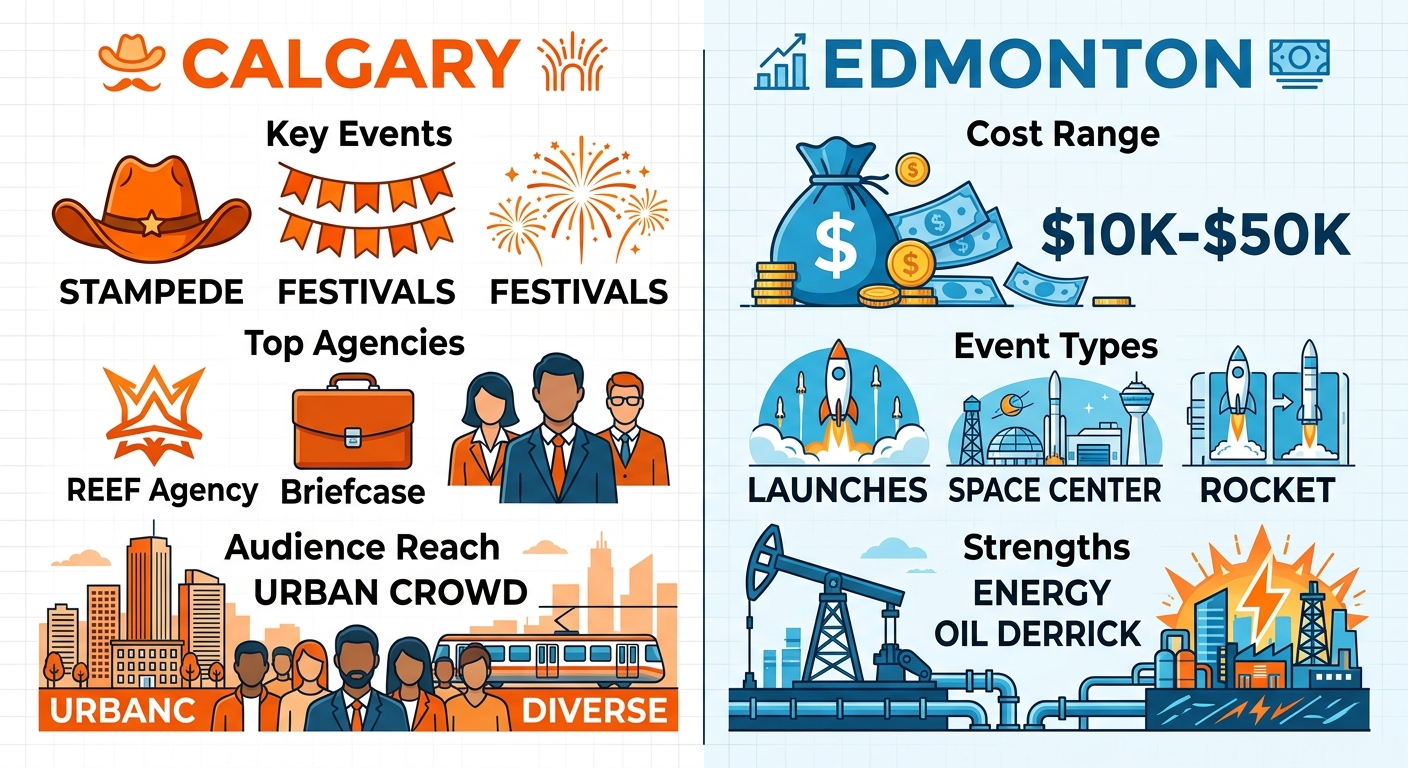 Infographic comparing experiential marketing in Calgary and Edmonton