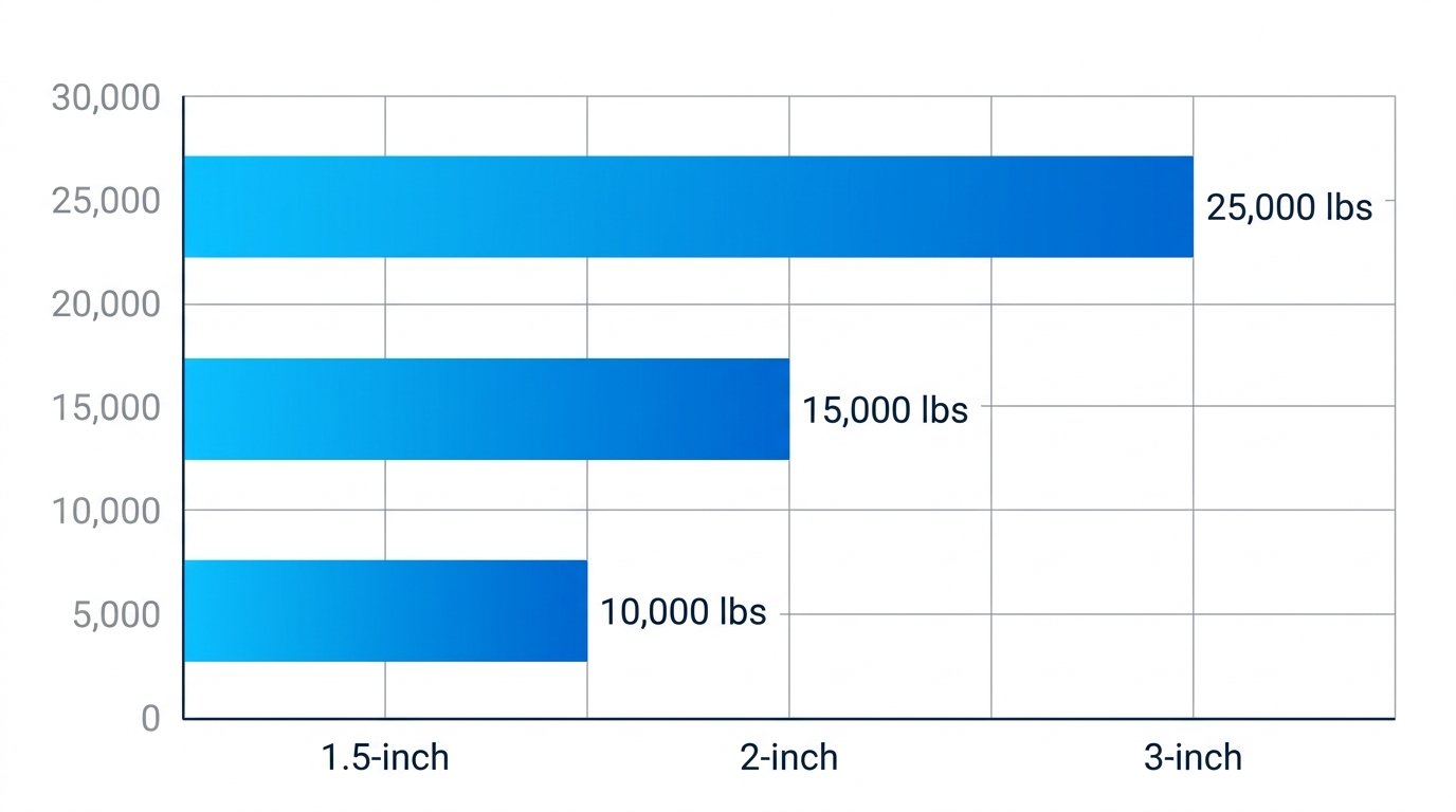 Horizontal bar chart of floor stabilizer post kits load capacities by column diameter for residential use