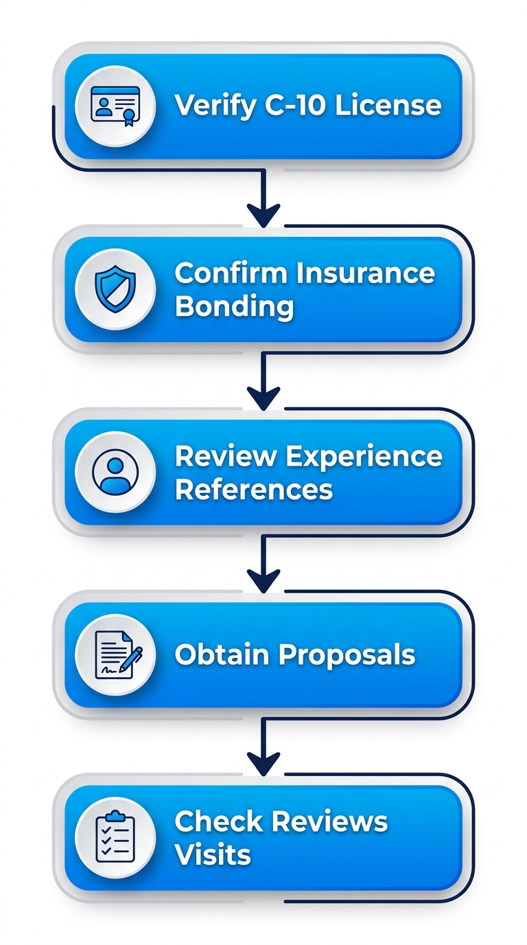 Process flow diagram to hire a commercial electrician in Carlsbad