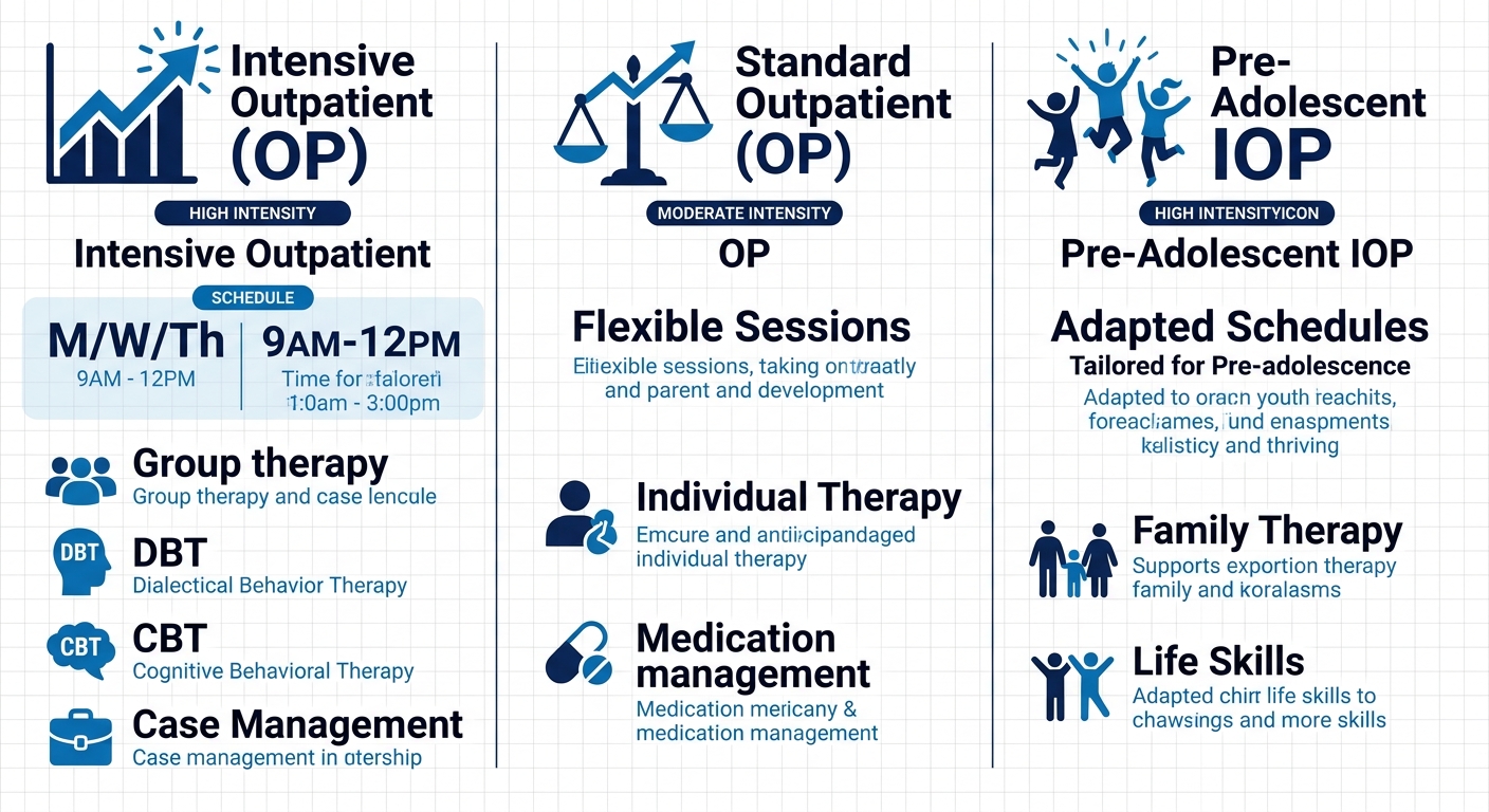 Infographic comparing three outpatient mental health programs in Boise