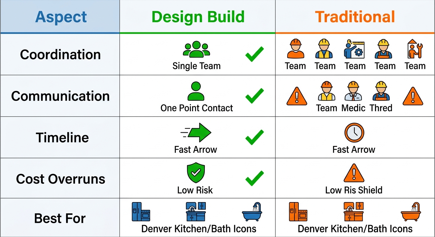 Infographic comparing Design Build and Traditional remodeling models