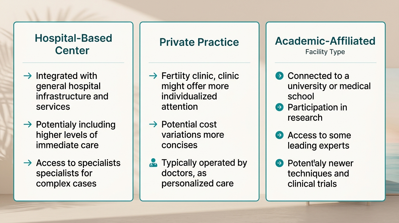 Infographic comparing three Miami fertility clinic types