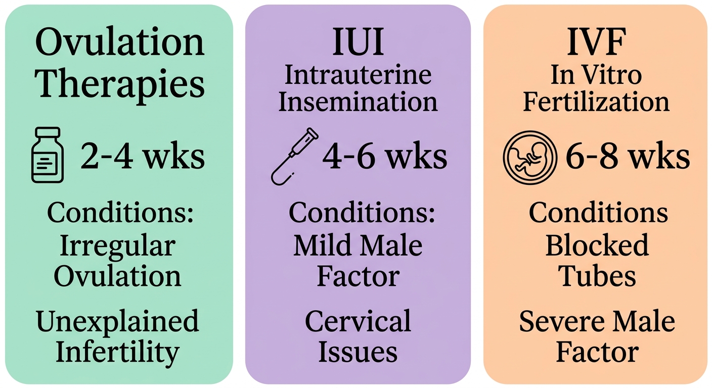 Infographic comparing three fertility treatments