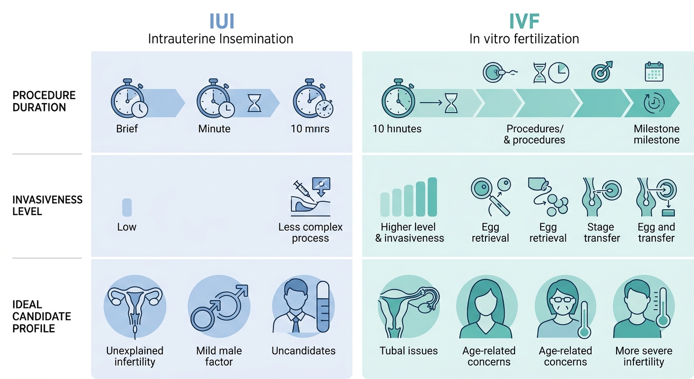 Infographic comparing IUI and IVF treatment options