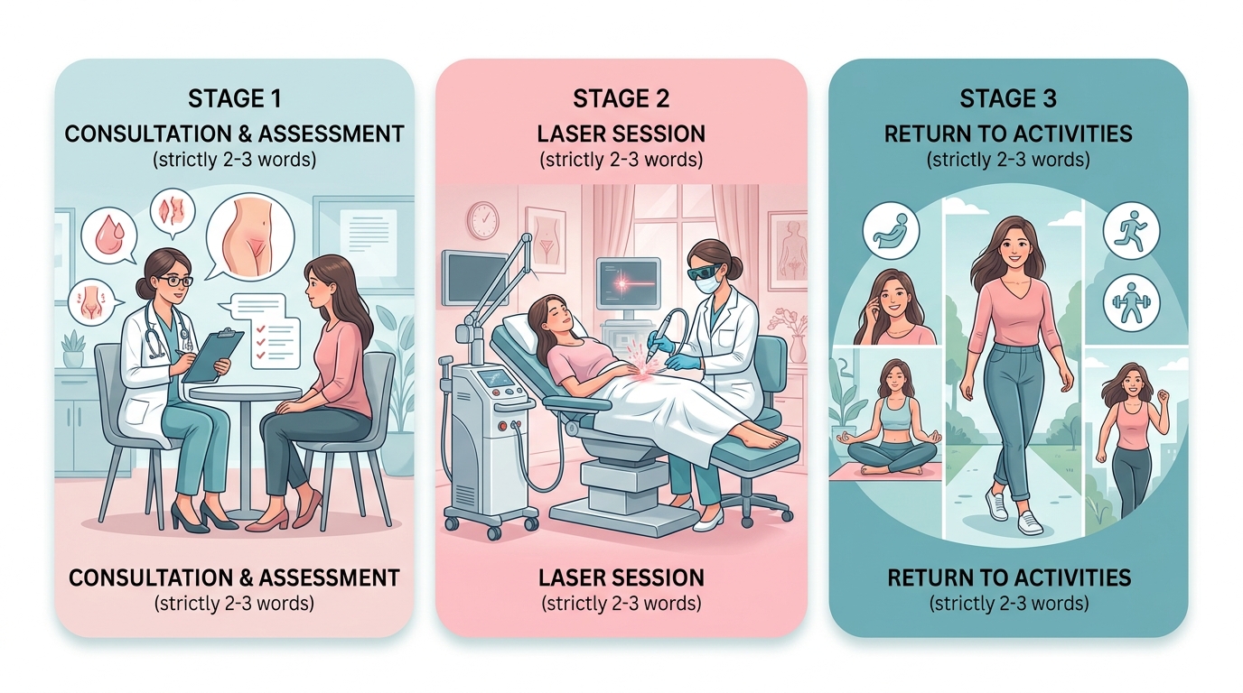 Process flow for MonaLisa Touch laser vaginal rejuvenation treatment